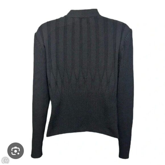 St. John Collection by Marie Gray Sweater Size 10 Mock Neck Rib Knit Top Black - Picture 6 of 11